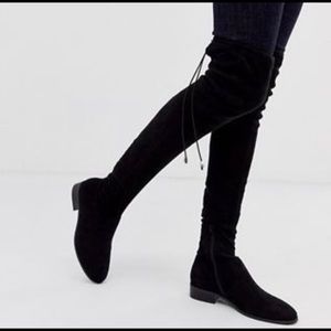 Black suede thigh high boots 6.5
